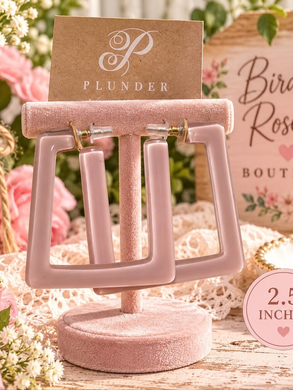 Plunder Blush Pink Geometric Statement Earrings – 2.5”
